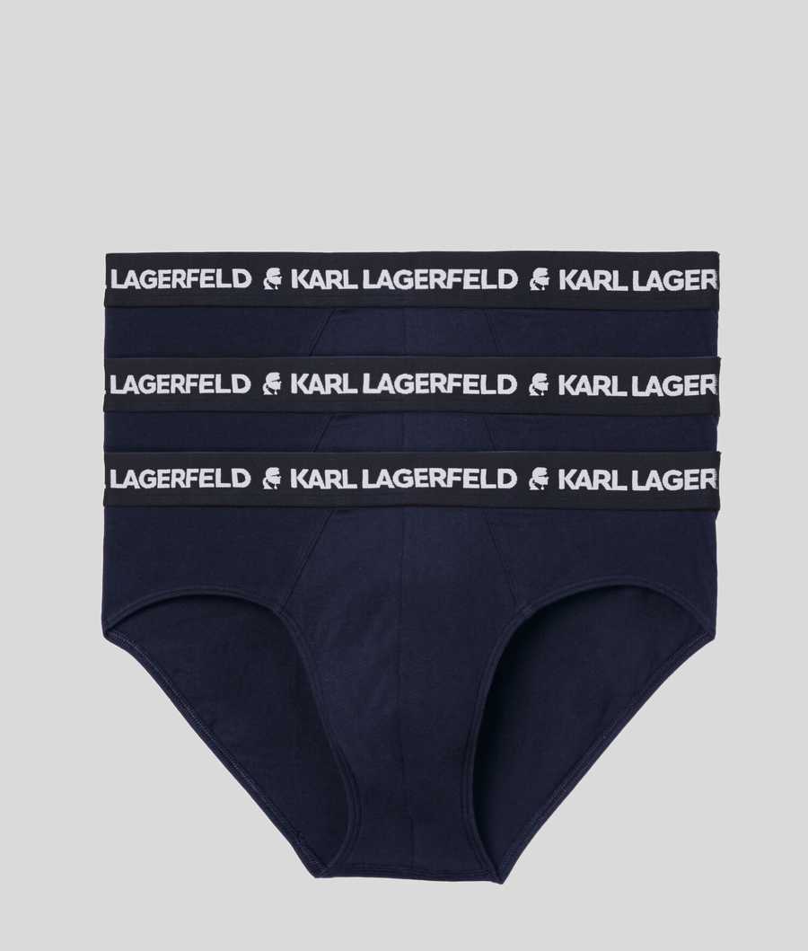 Navy Karl Lagerfeld Logo Briefs 3-pack Men's Underwear | USA04BLEC