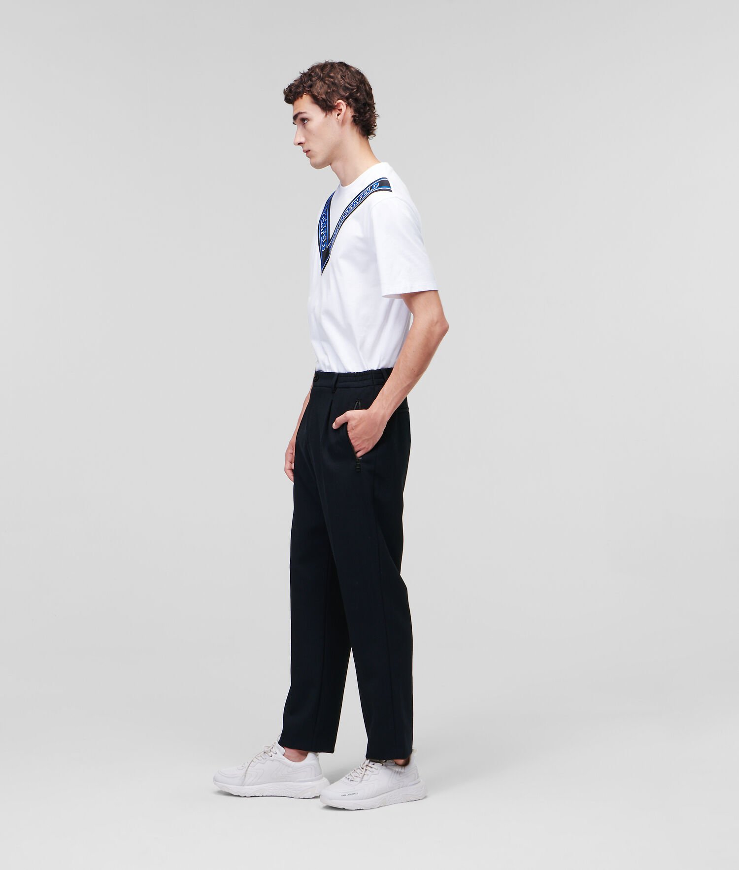 Navy Karl Lagerfeld Tailored With Zipped Pockets Men's Pants | USA32DGJR