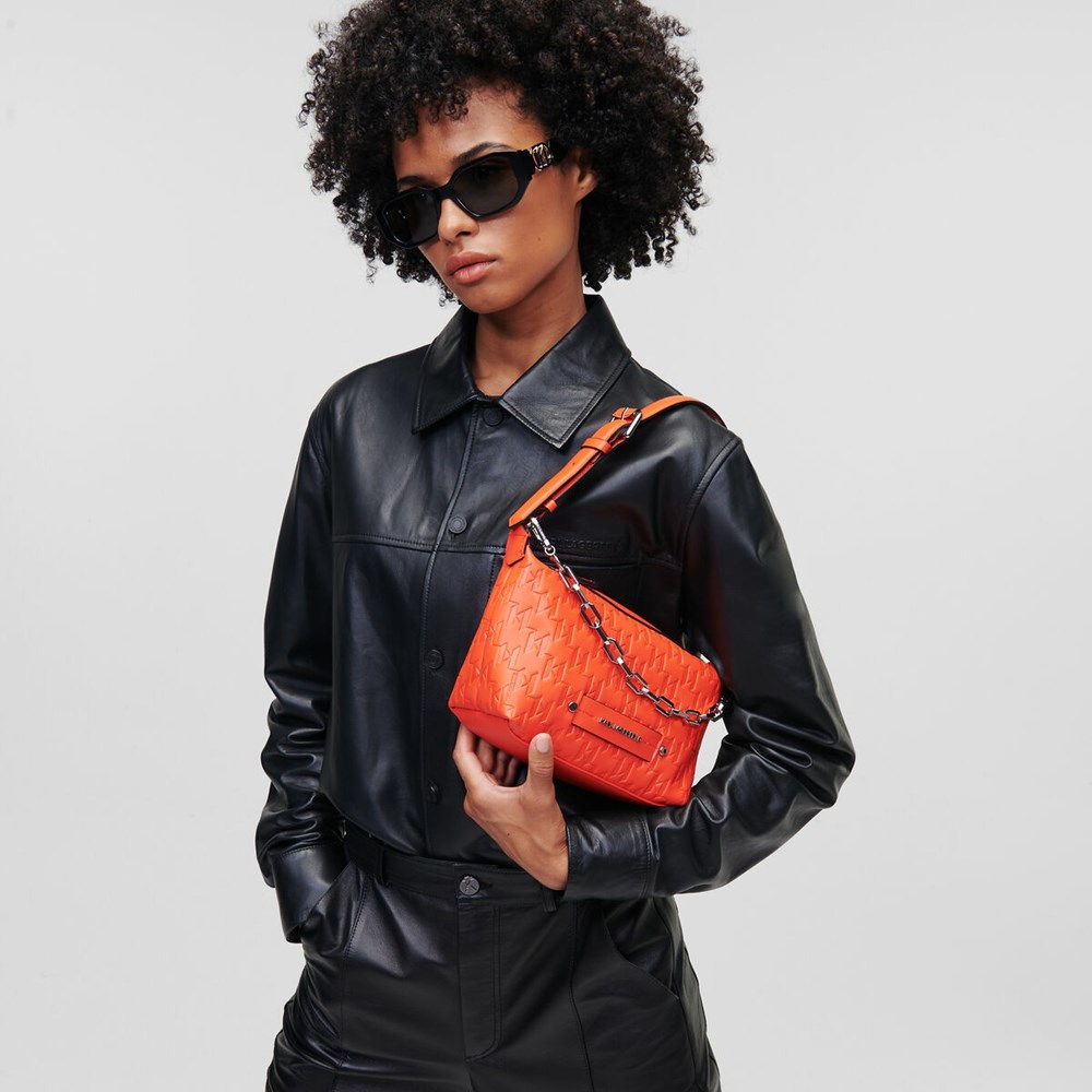 Orange Karl Lagerfeld K/Kushion Monogram-embossed Women's Baguette Bag | USA65ZCGW