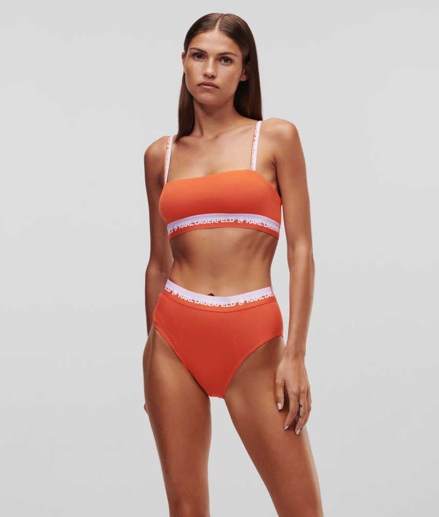 Orange Karl Lagerfeld Karl Logo Ribbed Culottes Women's Underwear | USA43MOHP