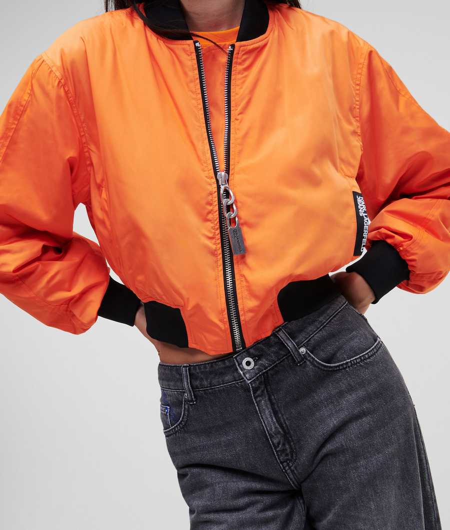 Orange Karl Lagerfeld Klj Cropped Women's Bomber Jackets | USA18LKHO