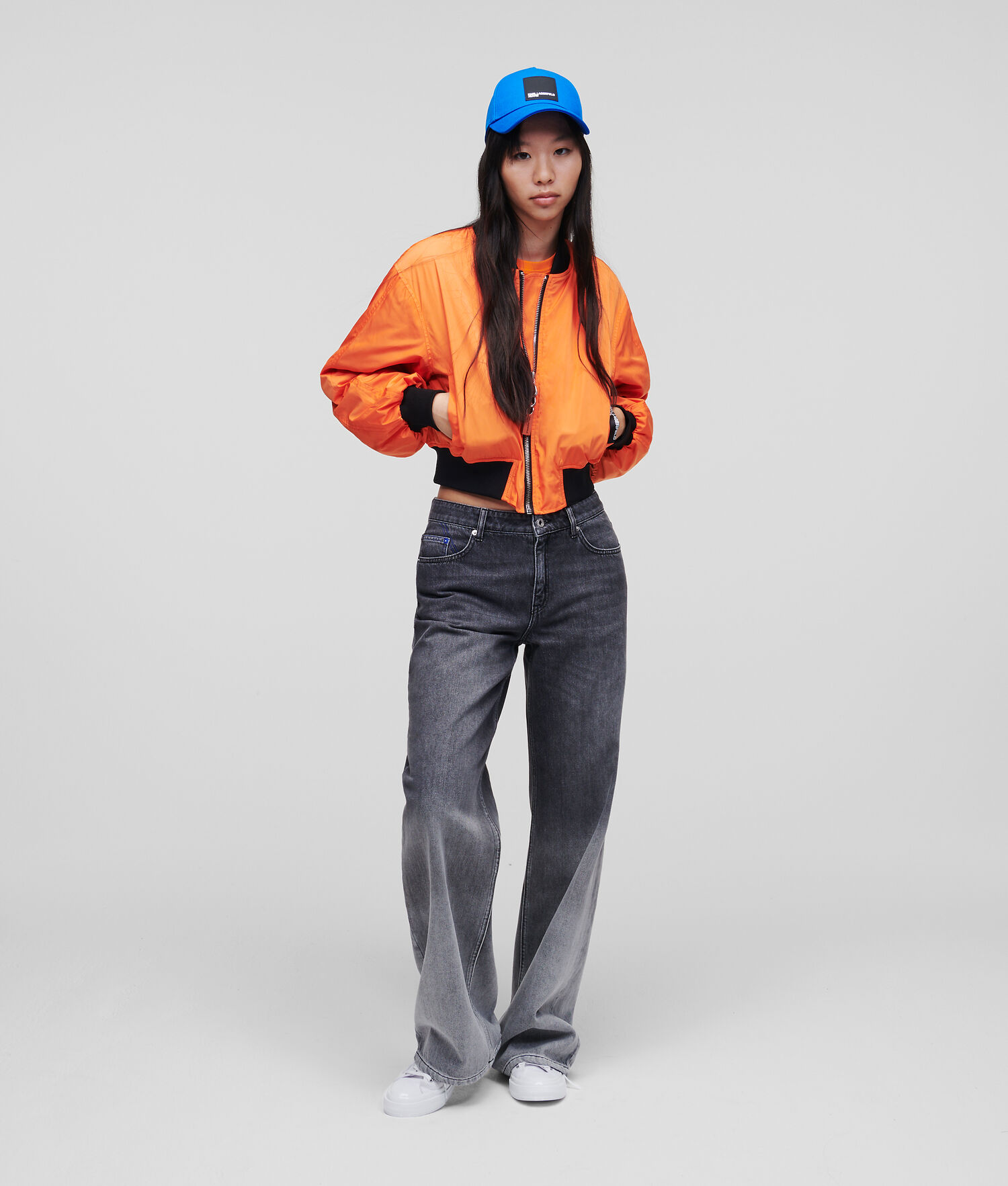 Orange Karl Lagerfeld Klj Cropped Women's Bomber Jackets | USA18LKHO