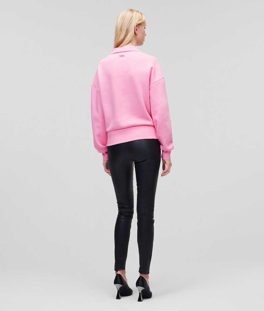 Pink Karl Lagerfeld Athleisure Half-zip Women's Sweatshirts | USA80VLFN