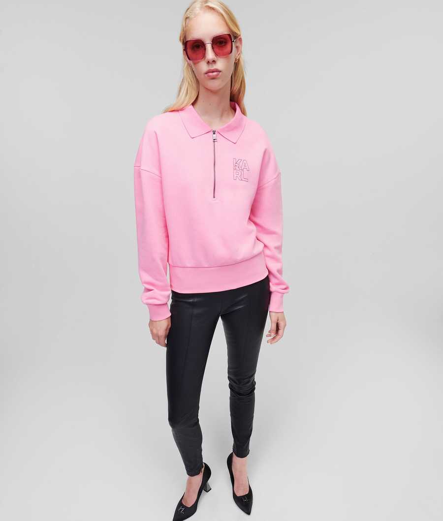 Pink Karl Lagerfeld Athleisure Half-zip Women's Sweatshirts | USA80VLFN