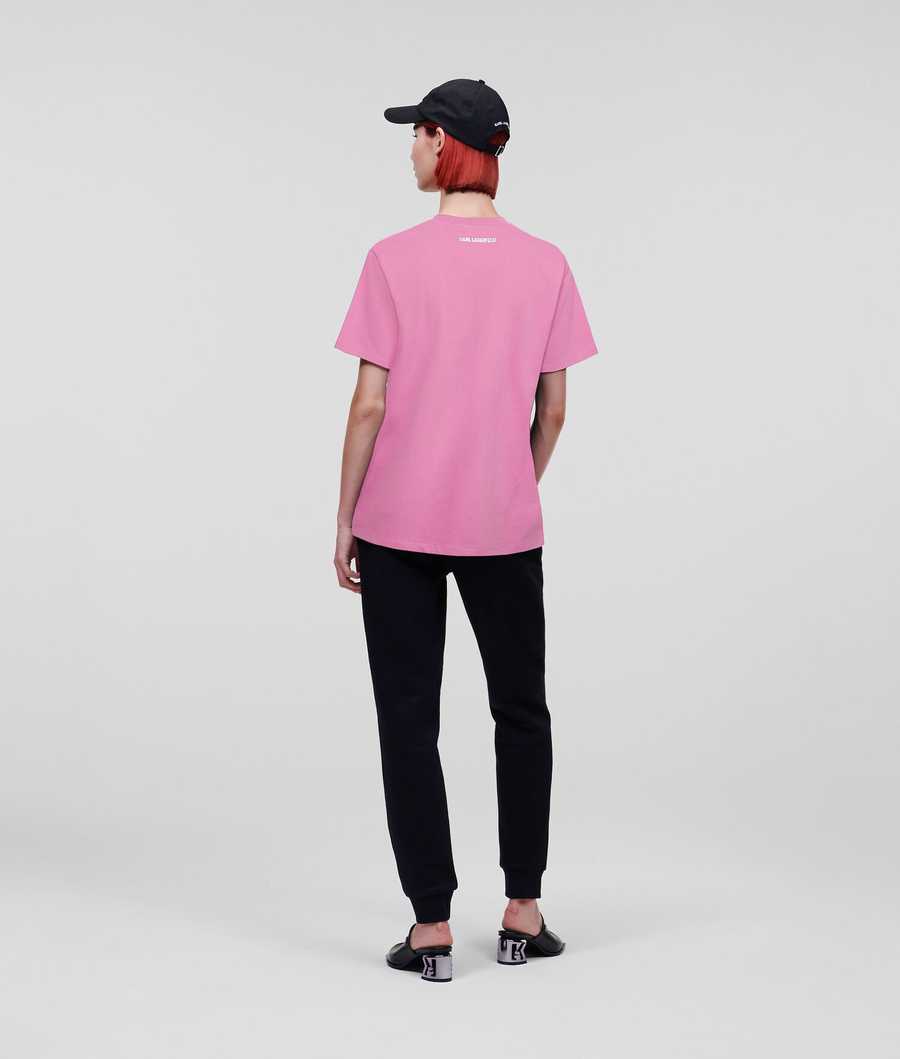 Pink Karl Lagerfeld Ikonik 2.0 Oversized Women's T-Shirts | USA20DGOU