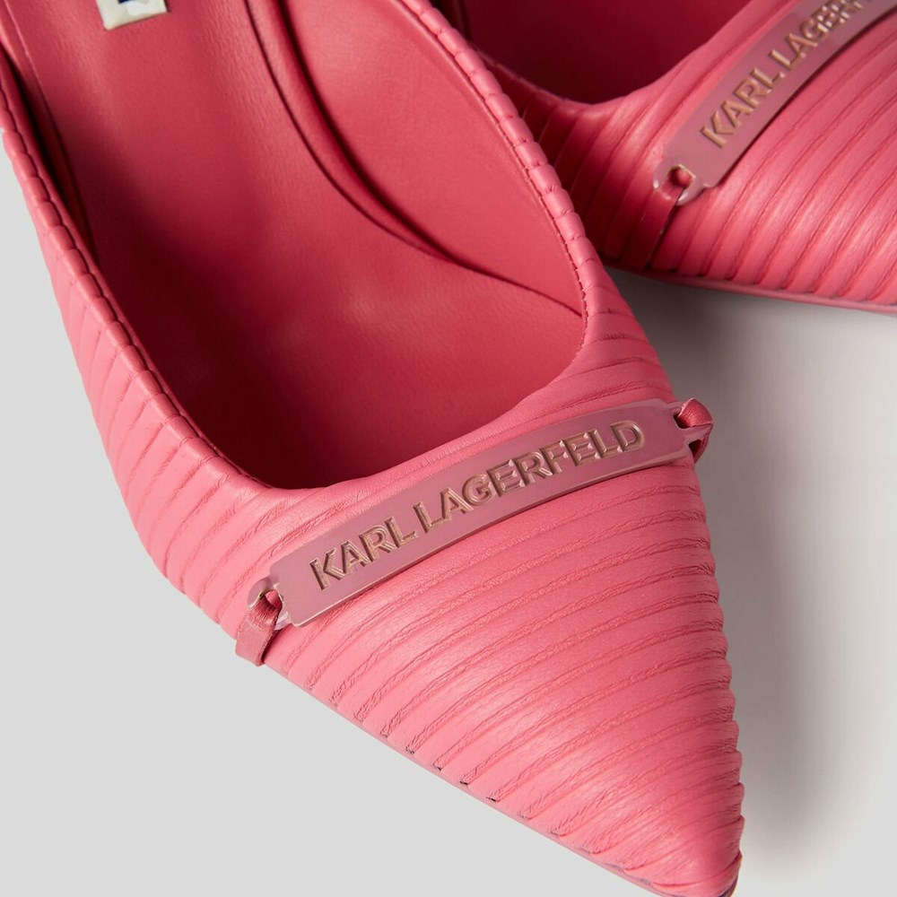 Pink Karl Lagerfeld Panache Pleated Court Shoes Women's High Heels | USA24JSRF