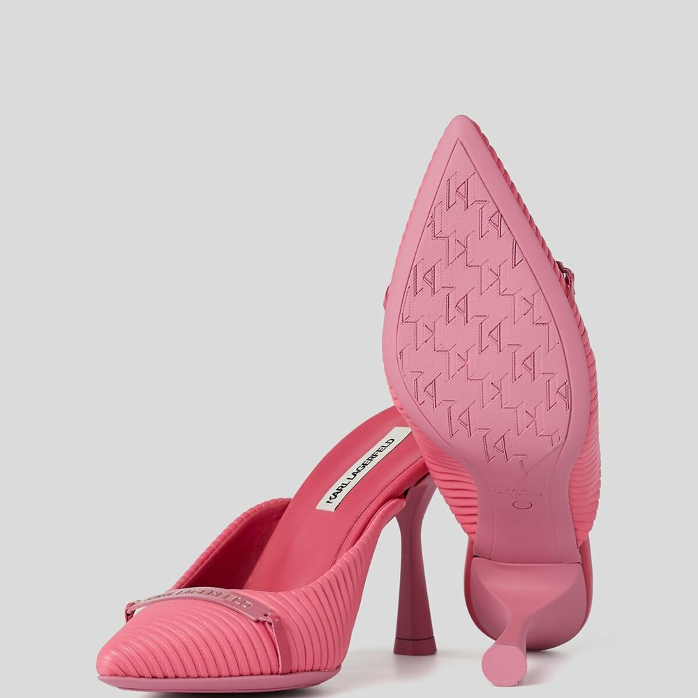 Pink Karl Lagerfeld Panache Pleated Court Shoes Women's High Heels | USA24JSRF