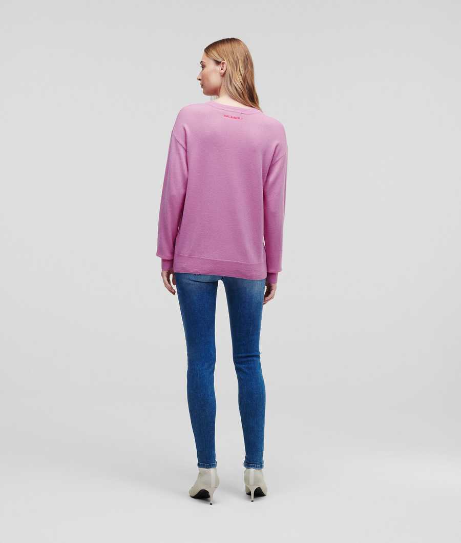 Pink / Red Karl Lagerfeld Ikonik 2.0 Women's Knitwear | USA76OCTB