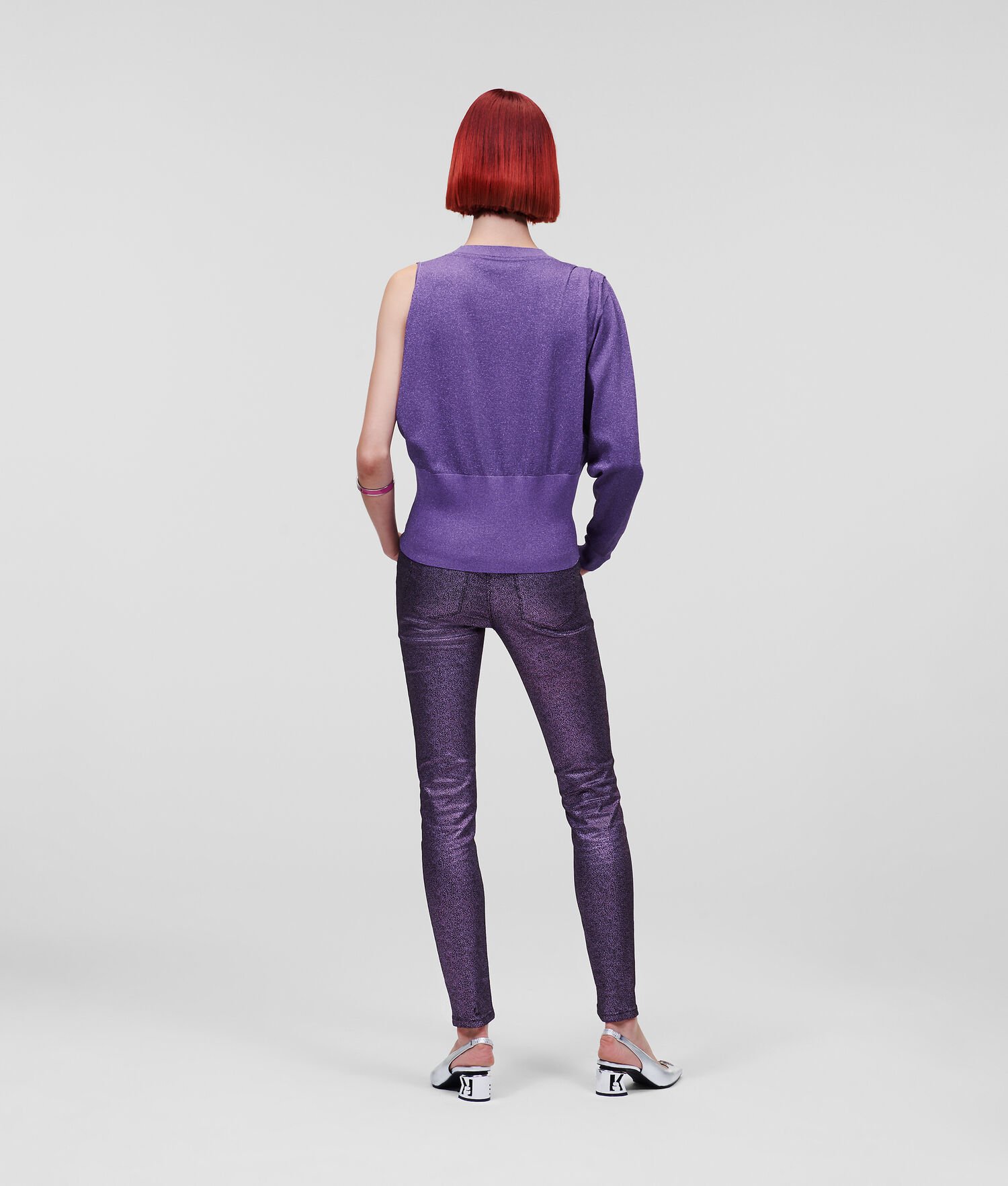 Purple Karl Lagerfeld Iridescent Asymmetric Women's Knitwear | USA70CHQT