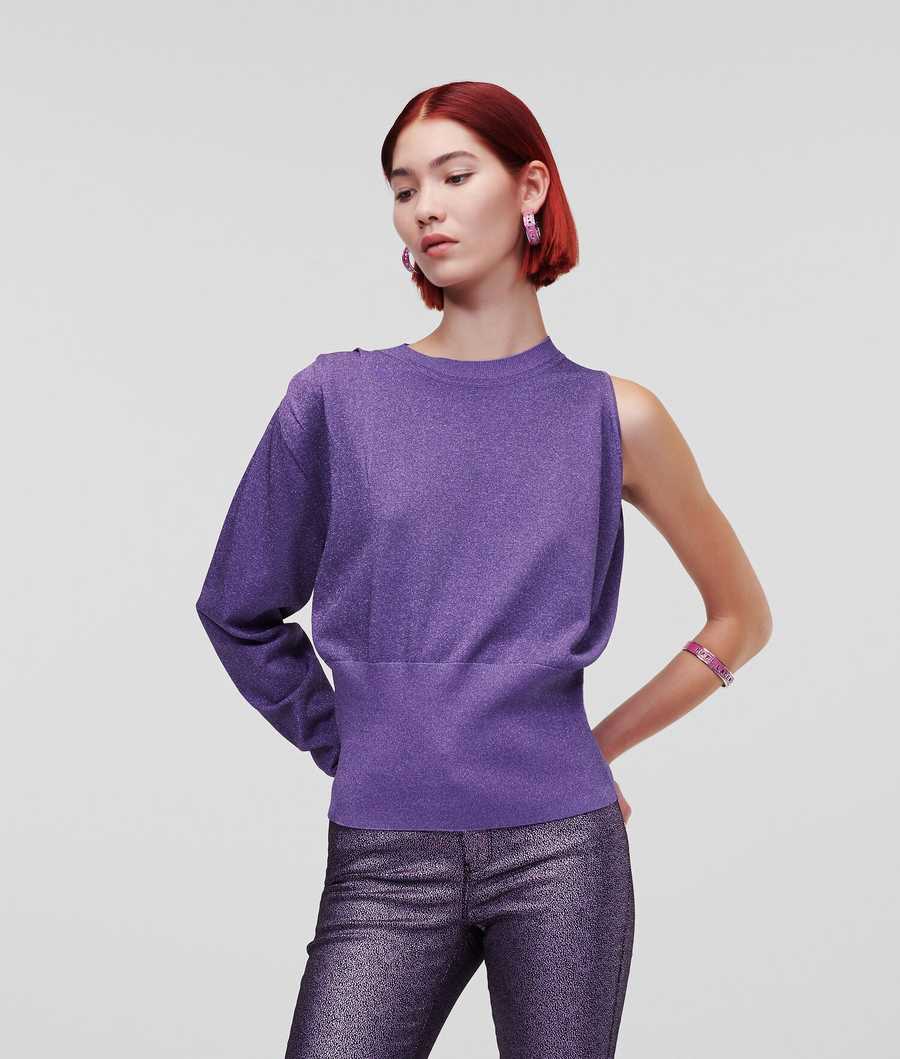 Purple Karl Lagerfeld Iridescent Asymmetric Women\'s Knitwear | USA70CHQT