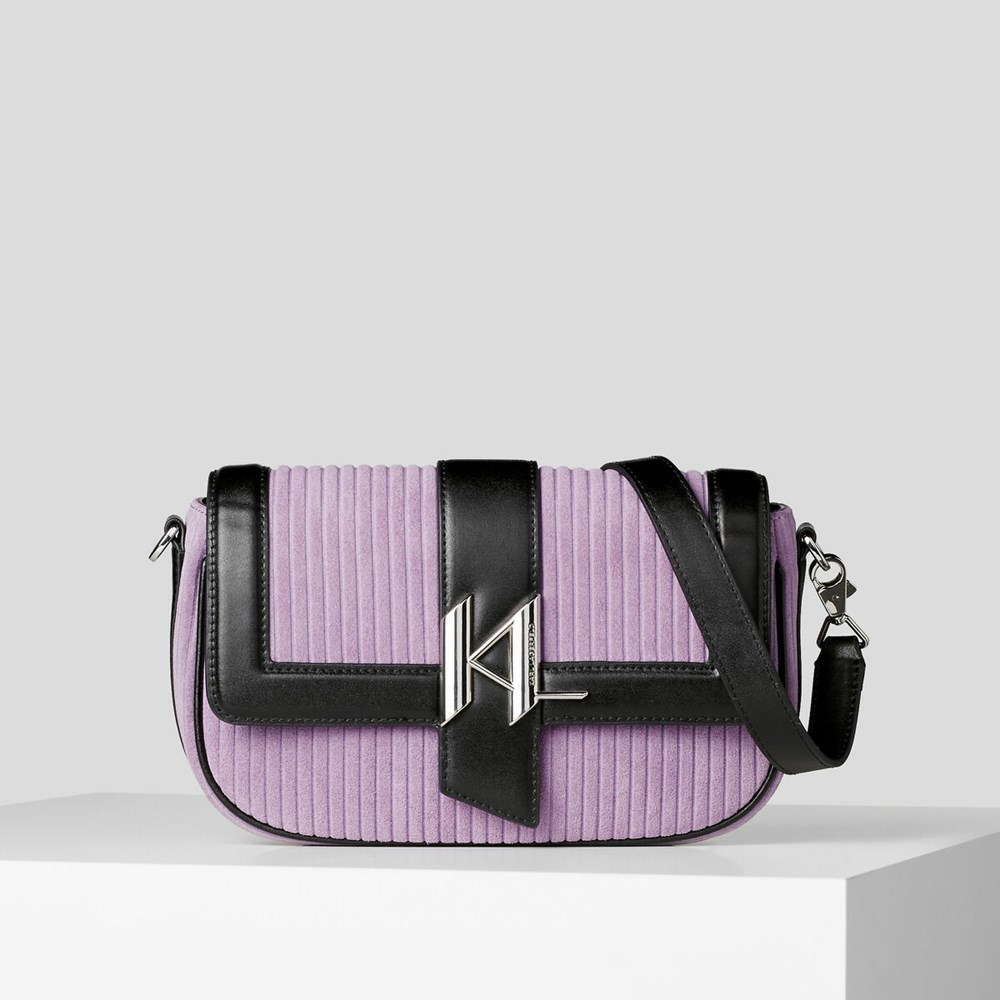 Purple Karl Lagerfeld K/Saddle Corduroy Women\'s Baguette Bag | USA63ZRAK