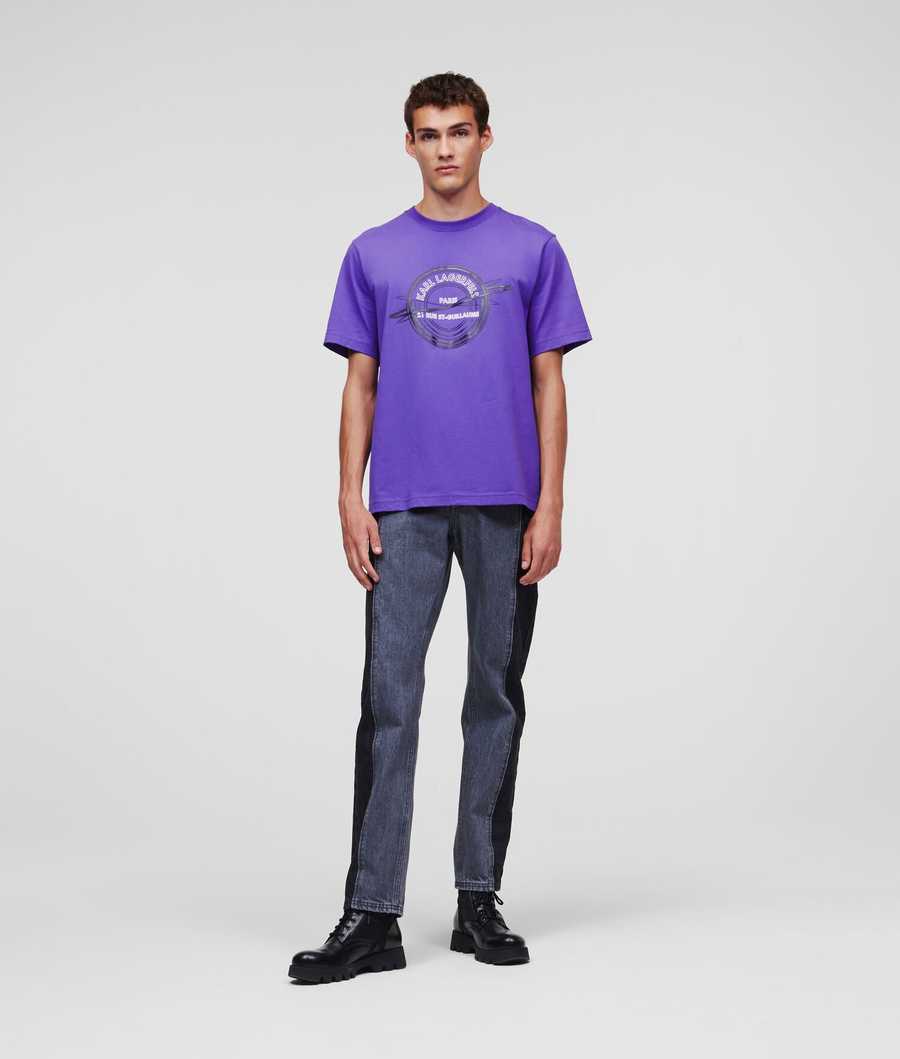 Purple Karl Lagerfeld Rue St-guillaume Men's T-Shirts | USA23DFEU