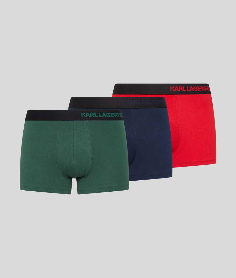 Red / Green / Navy Karl Lagerfeld Hip Logo Trunk – 3 Pack Men\'s Underwear | USA89WOHZ