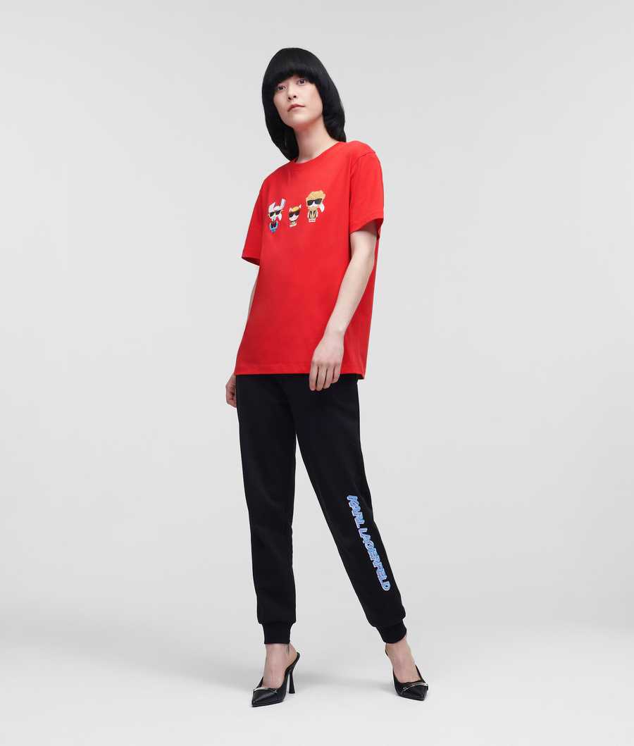 Red Karl Lagerfeld Ikonik Heroes Women's T-Shirts | USA02UKXM