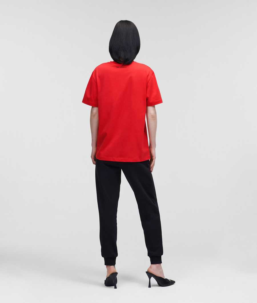 Red Karl Lagerfeld Ikonik Heroes Women's T-Shirts | USA02UKXM