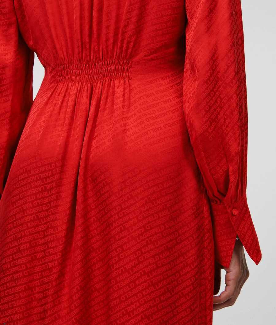 Red Karl Lagerfeld Karl Logo Jacquard Women's Dresses | USA62BHTM