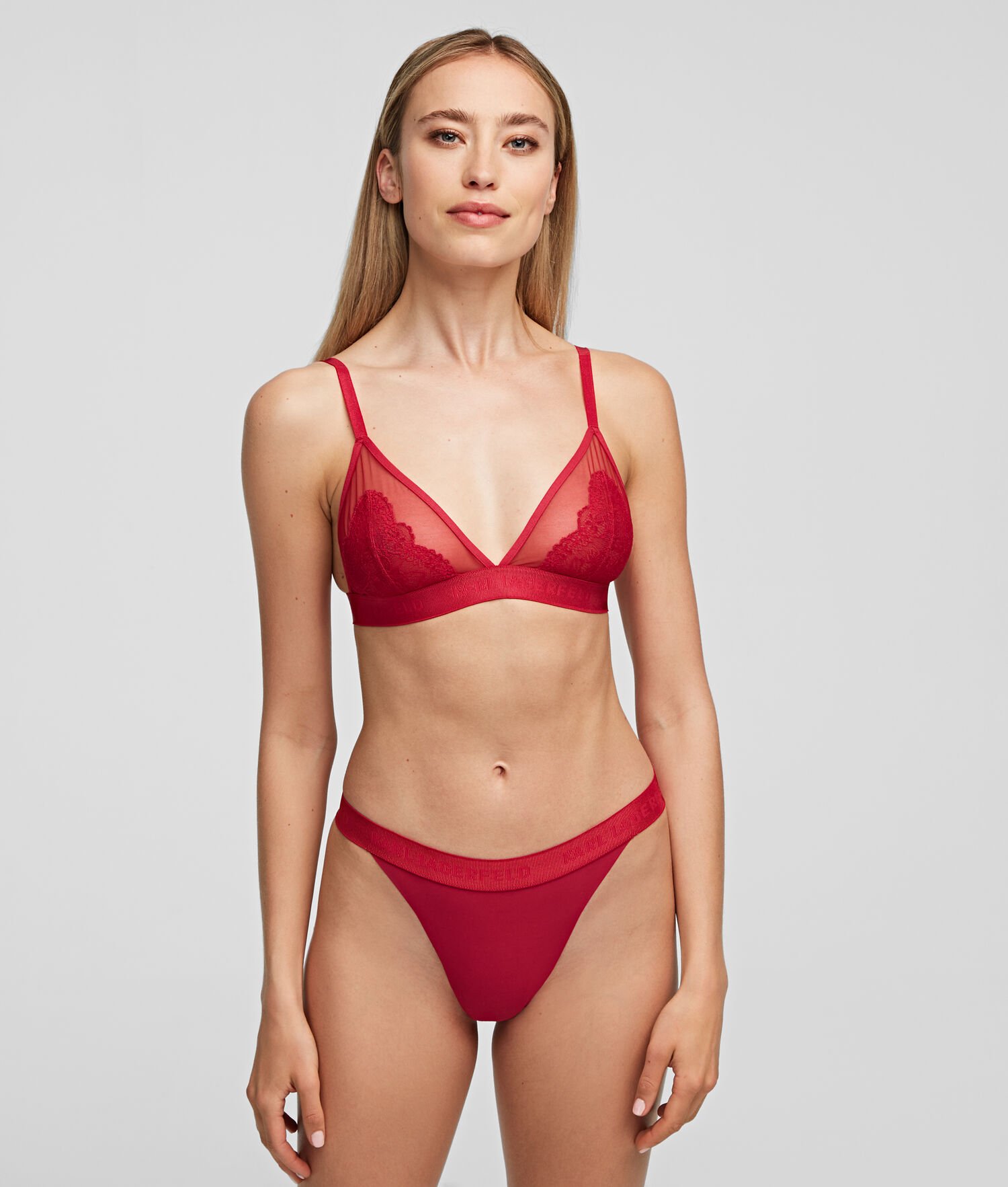 Red Karl Lagerfeld Lace Thong Women's Underwear | USA82ZTKG