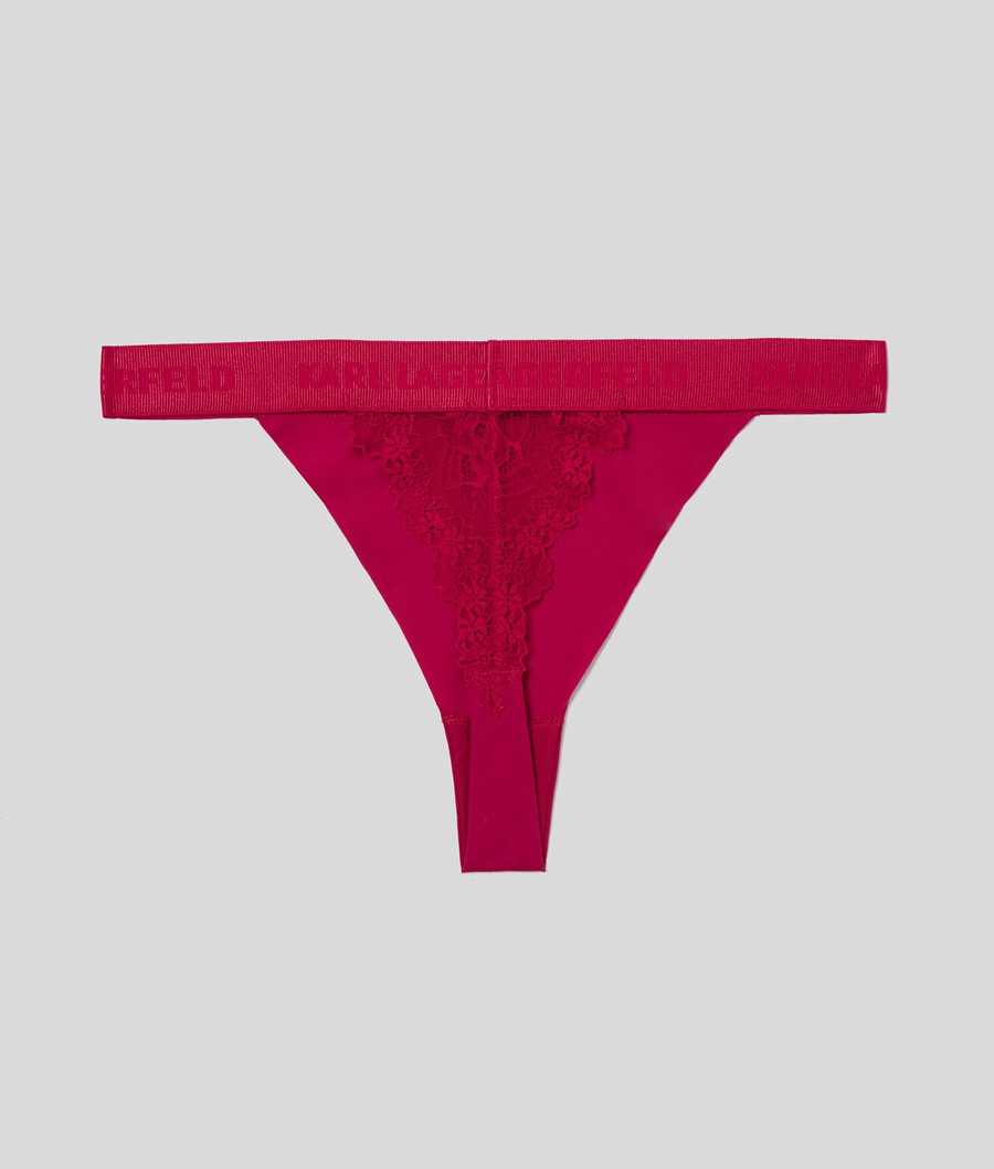 Red Karl Lagerfeld Lace Thong Women's Underwear | USA82ZTKG