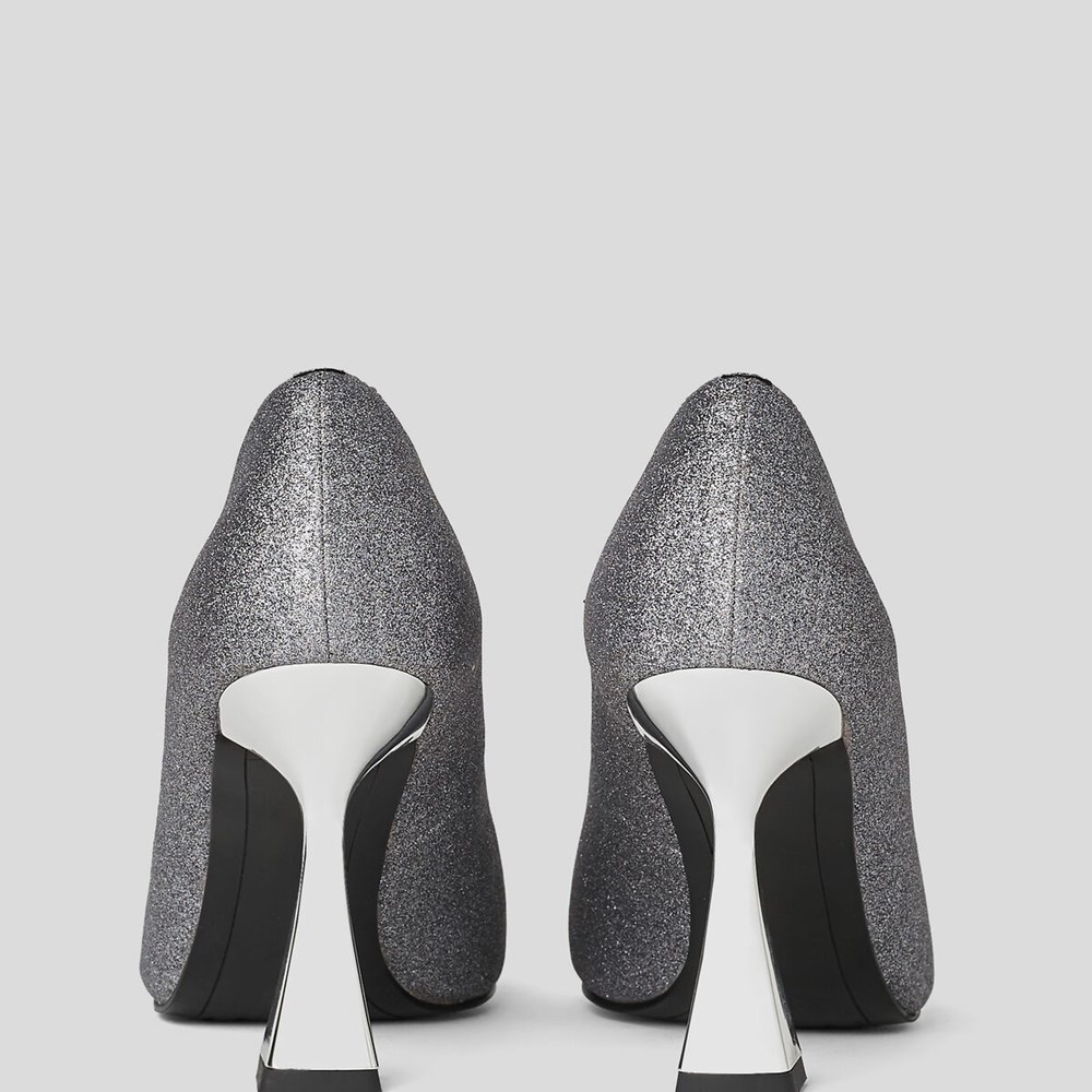 Silver Karl Lagerfeld Debut Brooch Court Shoes Women's High Heels | USA71TGVR