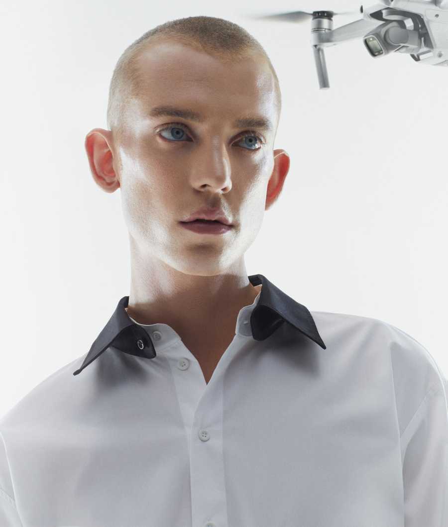 White / Black Karl Lagerfeld Cara Loves Karl Detachable Collar Men's Shirts | USA69HQGJ