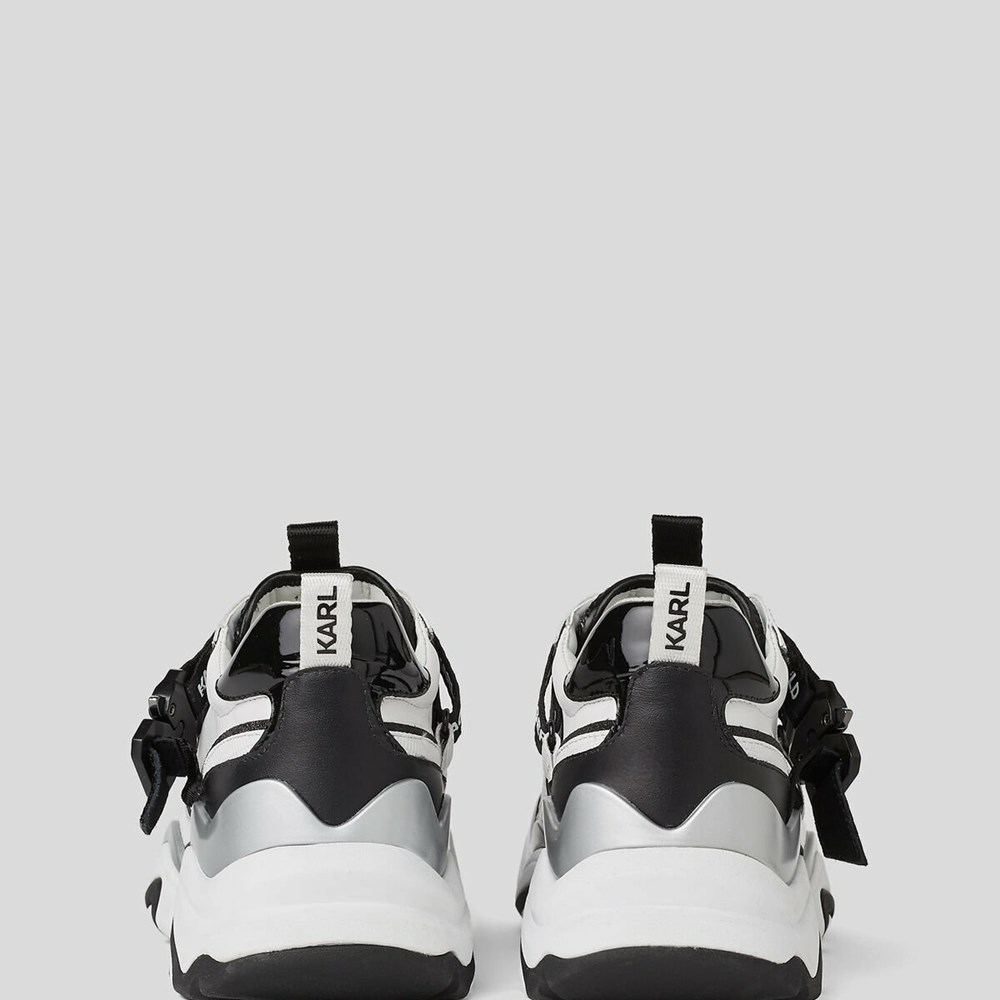 White / Black Karl Lagerfeld Gemini Karl Klip Krosstape Runners Women's Sneakers | USA62RXHQ