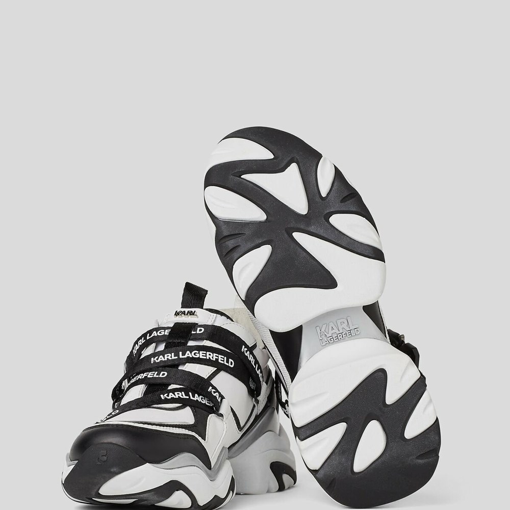 White / Black Karl Lagerfeld Gemini Karl Klip Krosstape Runners Women's Sneakers | USA62RXHQ