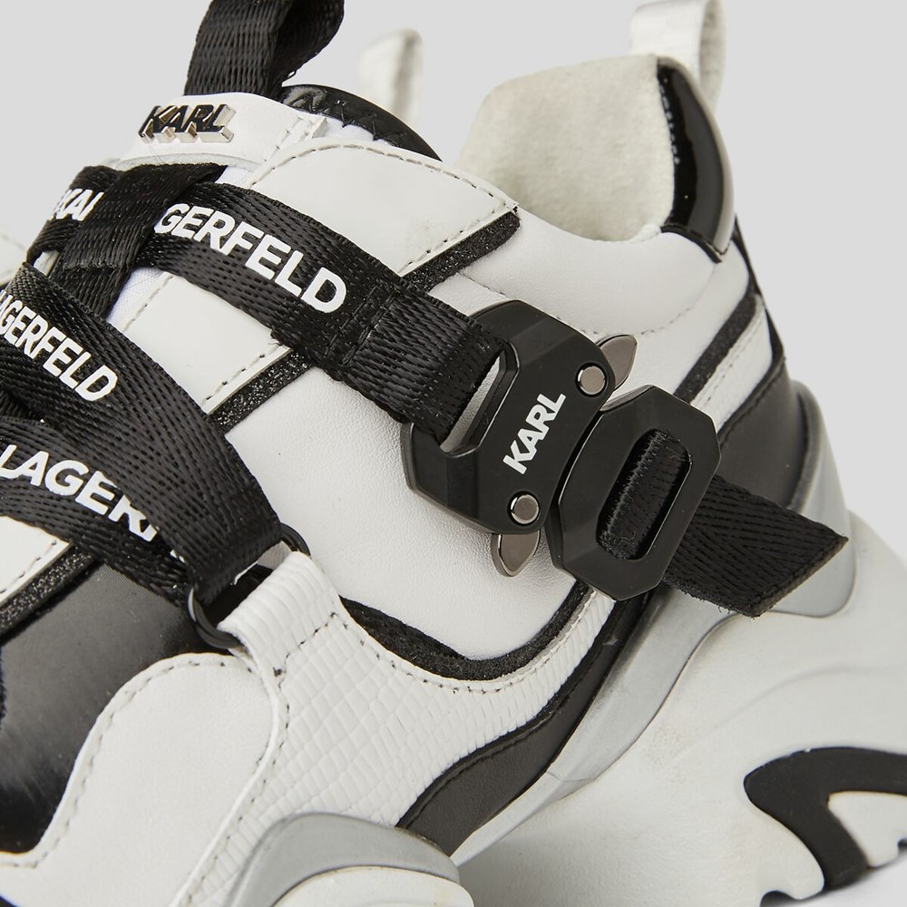 White / Black Karl Lagerfeld Gemini Karl Klip Krosstape Runners Women's Sneakers | USA62RXHQ