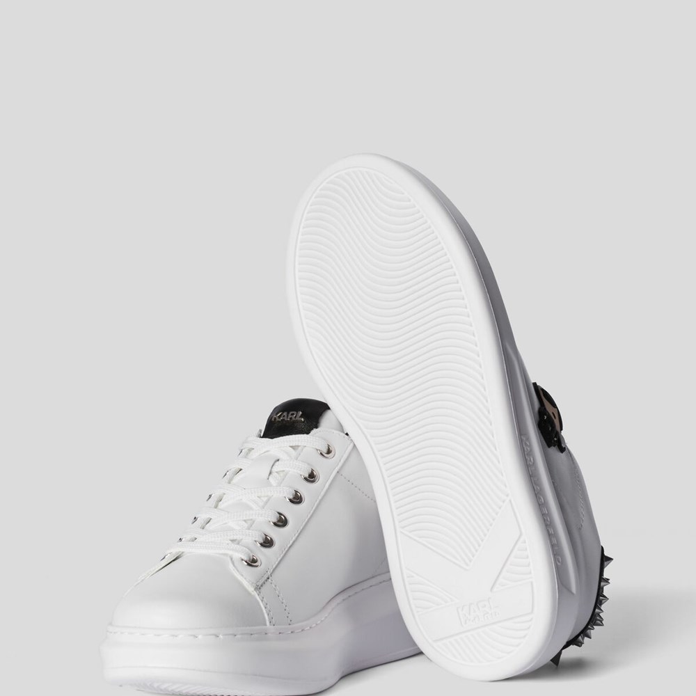 White / Black Karl Lagerfeld Kapri K/Ikonic Stud Women's Sneakers | USA03YSRJ