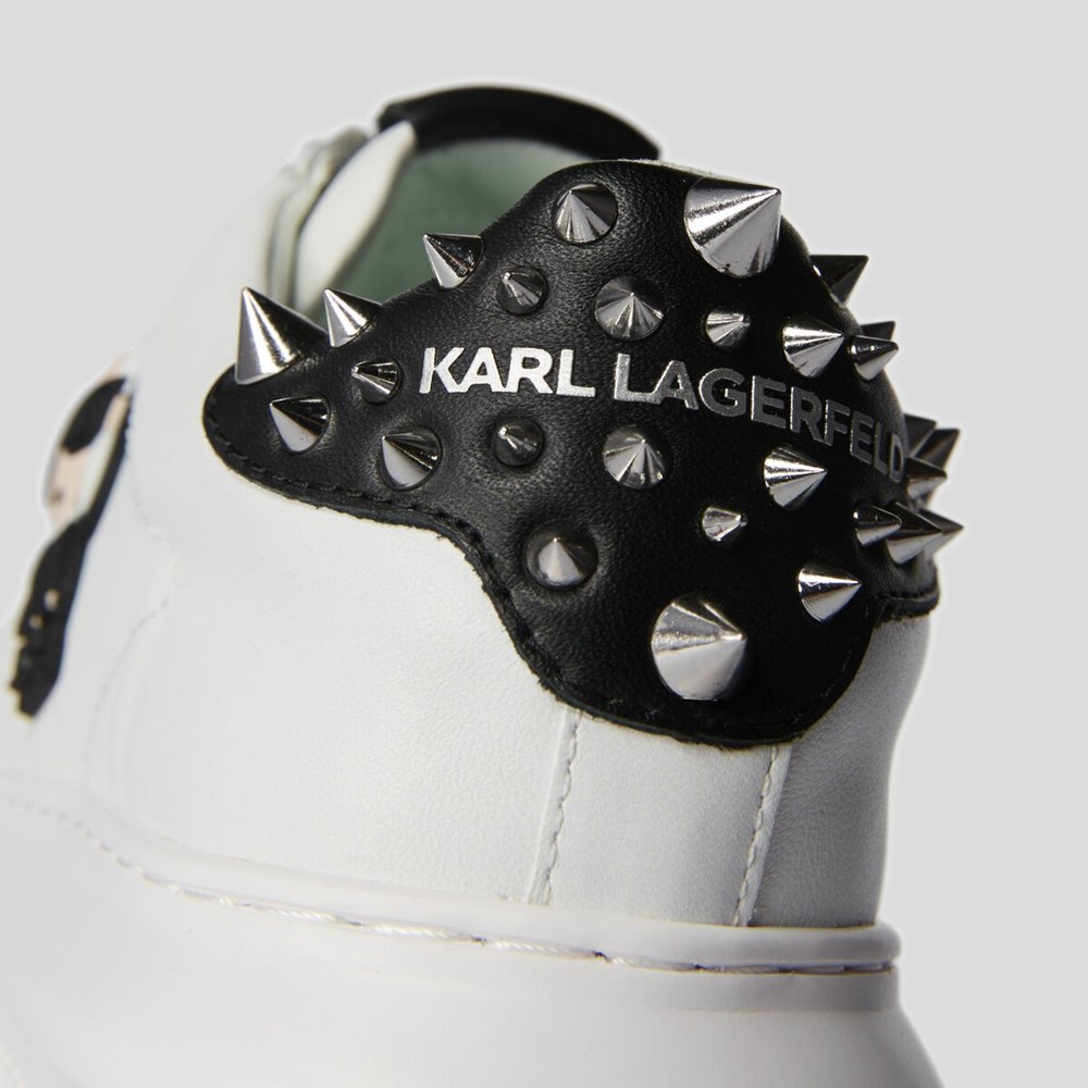 White / Black Karl Lagerfeld Kapri K/Ikonic Stud Women's Sneakers | USA03YSRJ