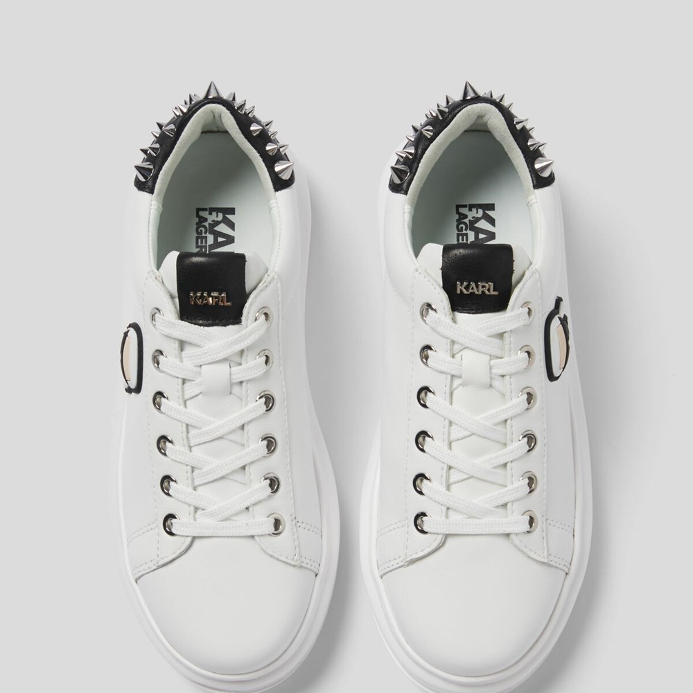 White / Black Karl Lagerfeld Kapri K/Ikonic Stud Women's Sneakers | USA03YSRJ