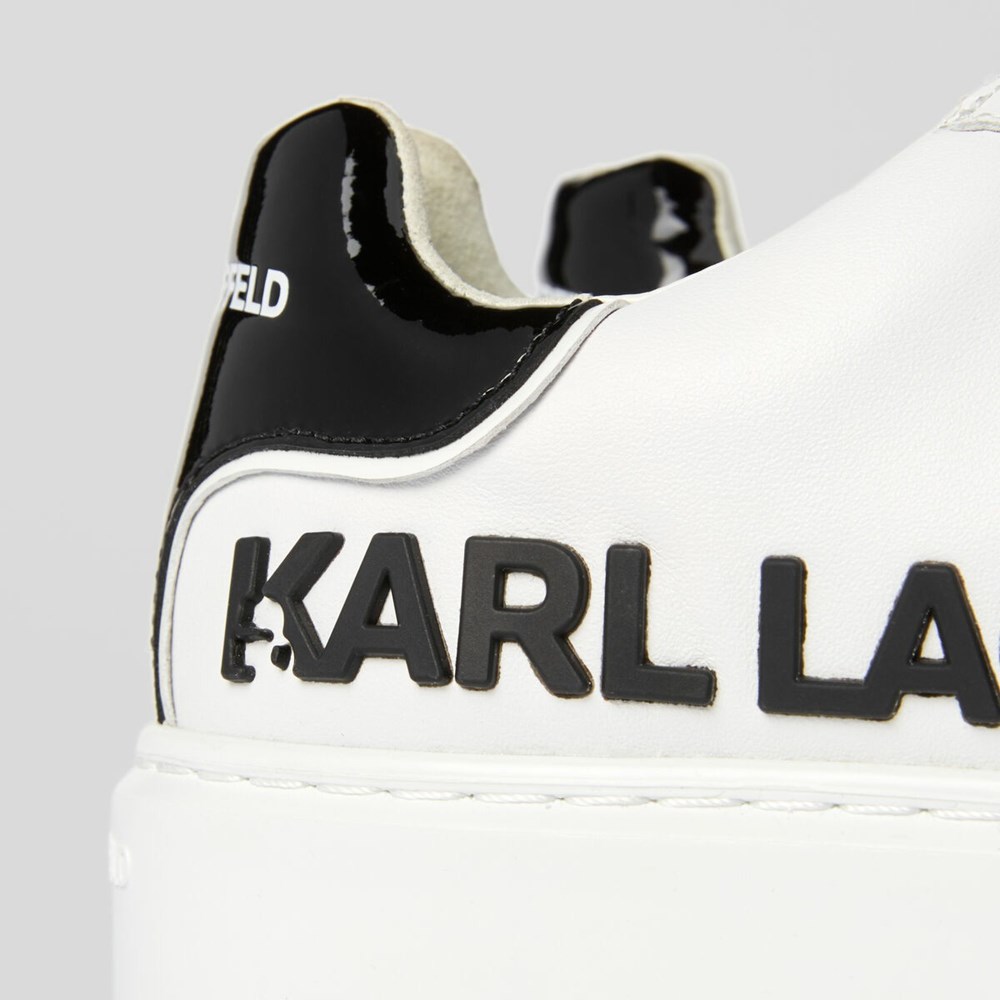 White / Black Karl Lagerfeld Maxi Kup Karl Injekt Logo Women's Sneakers | USA09RPSK