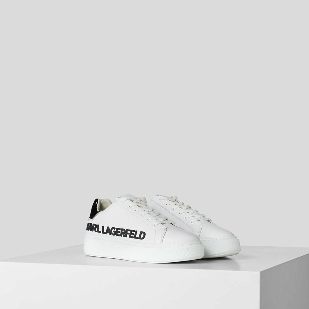 White / Black Karl Lagerfeld Maxi Kup Karl Injekt Logo Women\'s Sneakers | USA09RPSK