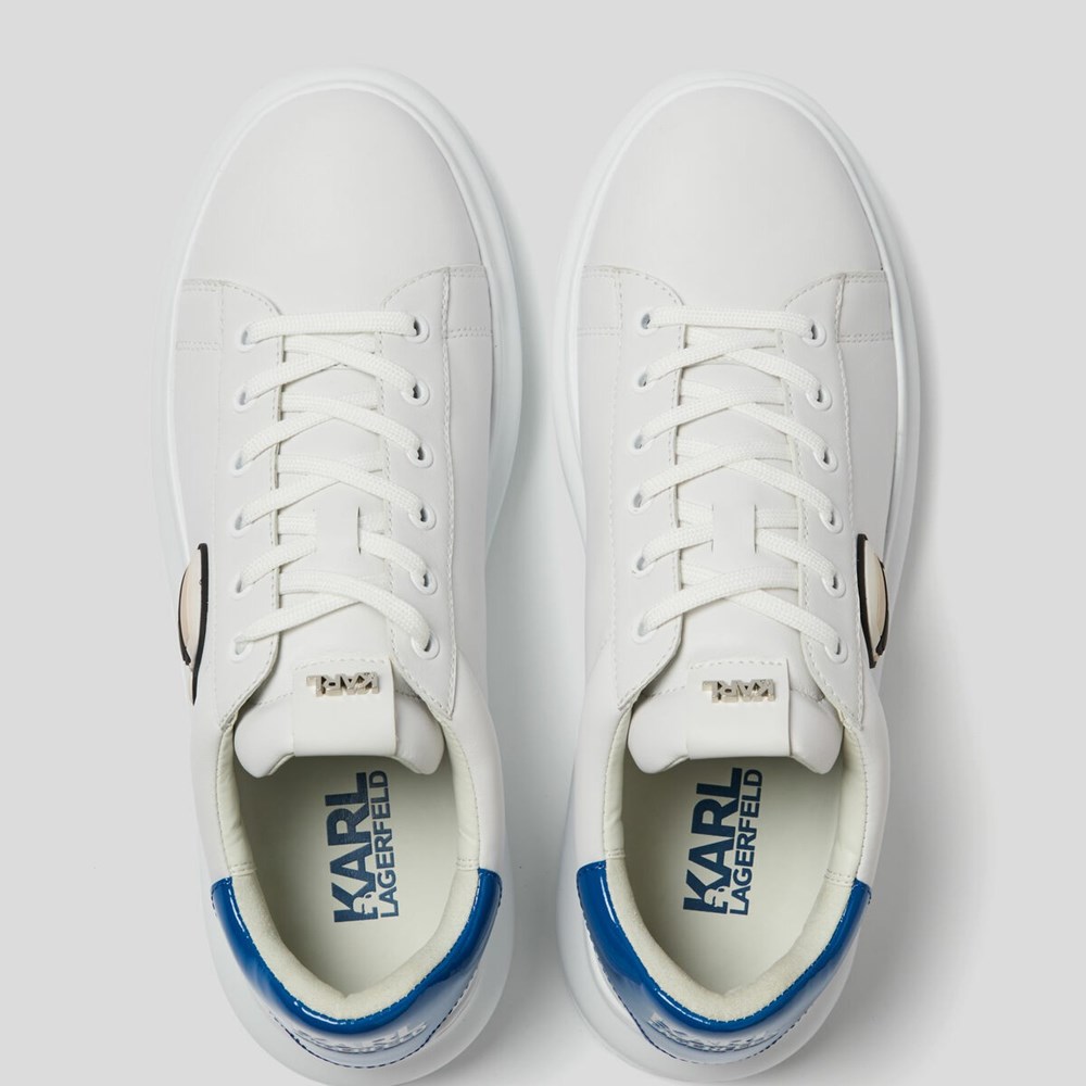 White / Blue Karl Lagerfeld K/Ikonik Kapri Men's Sneakers | USA75PLIY