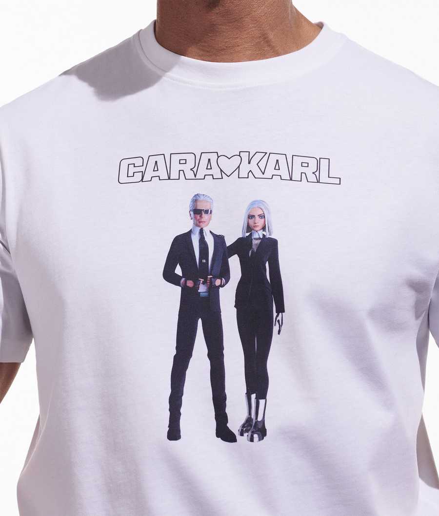 White Karl Lagerfeld Cara Loves Karl Avatar Men's T-Shirts | USA46UXBK