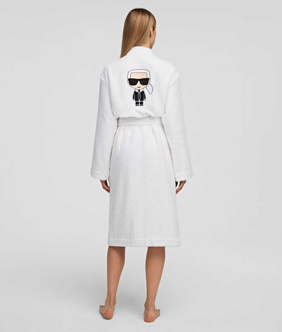 White Karl Lagerfeld Ikonik Bathrobe Women's Loungewear | USA17VCAO