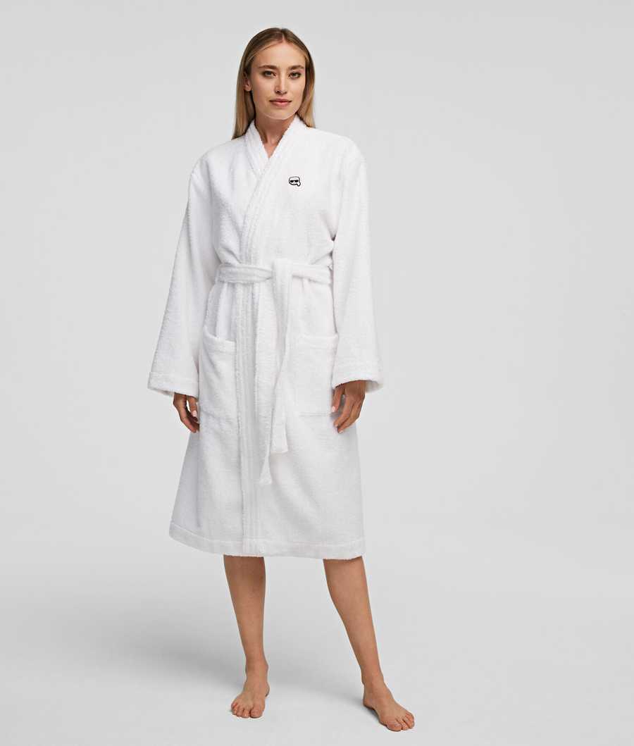 White Karl Lagerfeld Ikonik Bathrobe Women\'s Loungewear | USA17VCAO