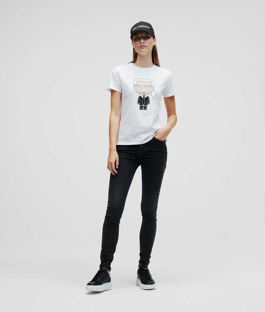 White Karl Lagerfeld Ikonik Karl Women's T-Shirts | USA54KECF