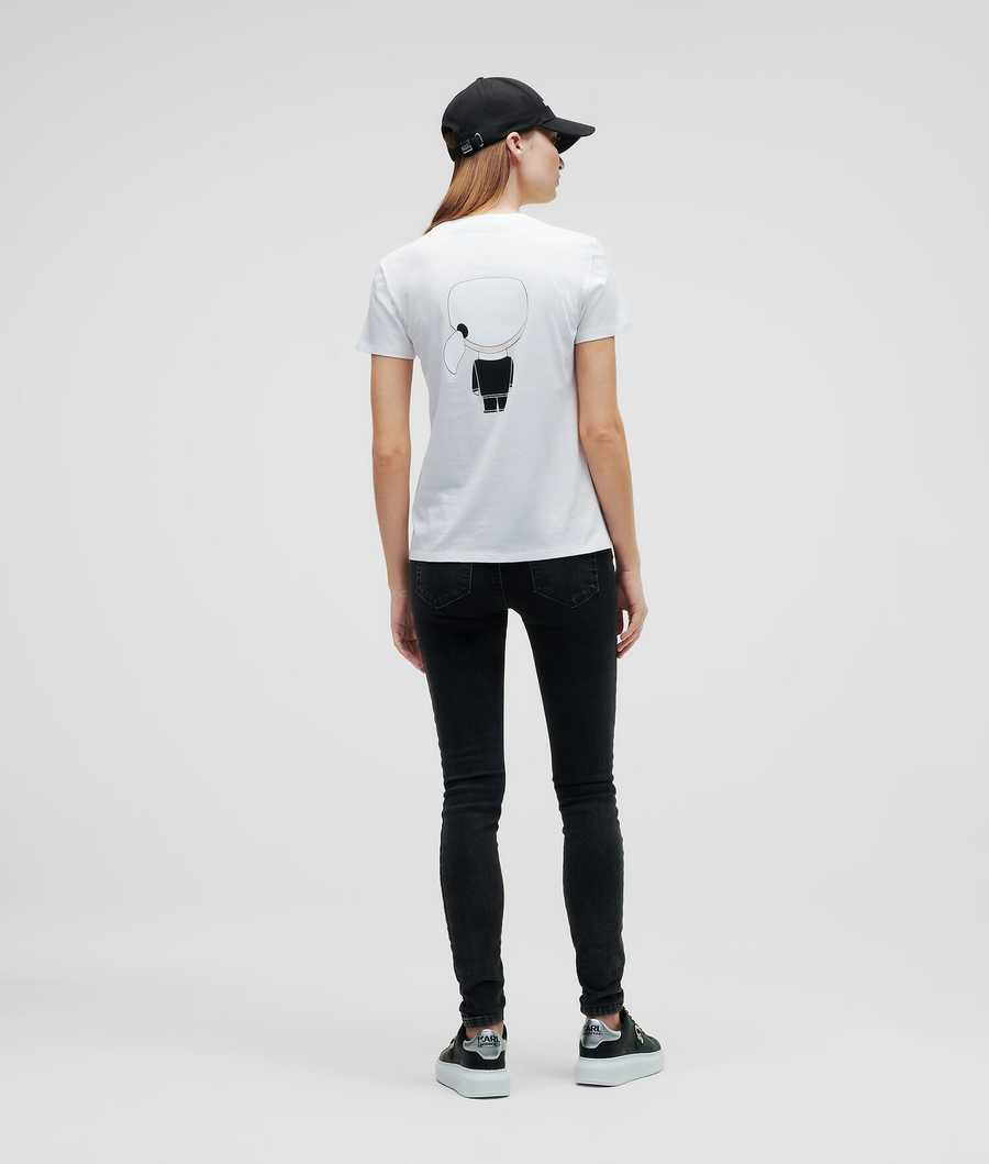 White Karl Lagerfeld Ikonik Karl Women's T-Shirts | USA54KECF