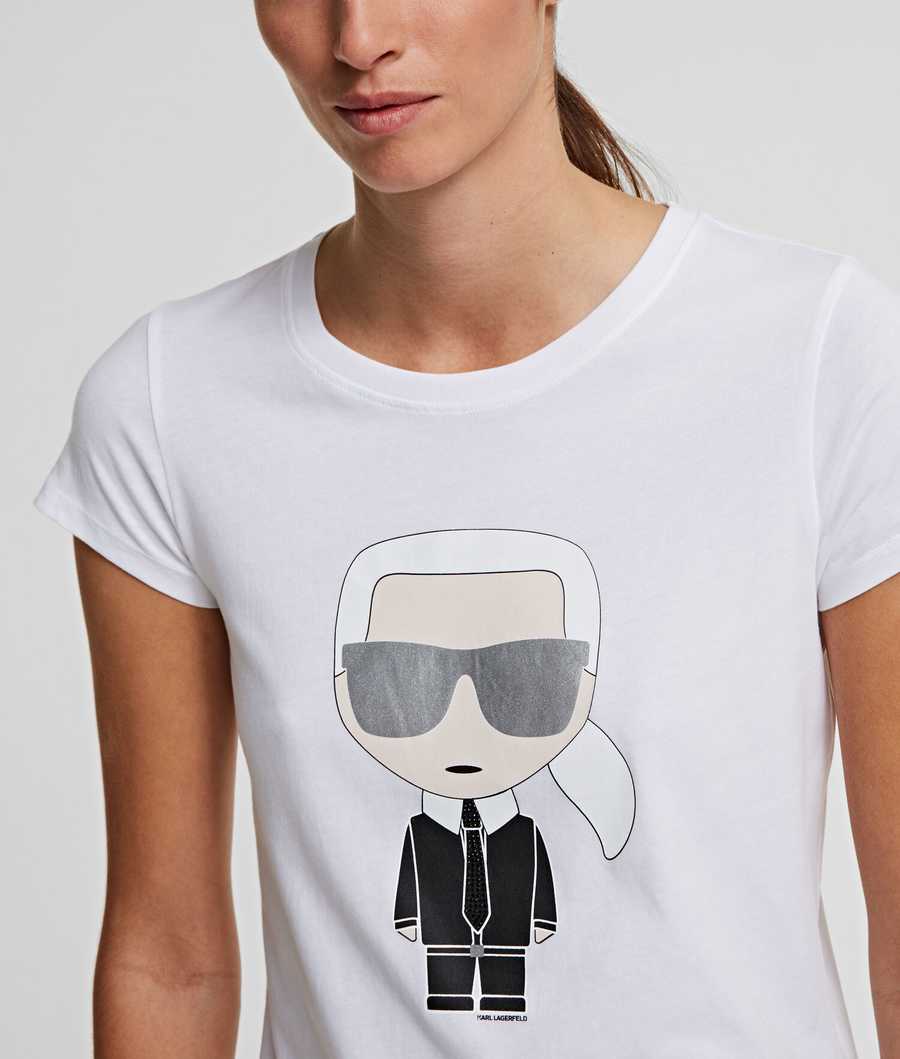 White Karl Lagerfeld Ikonik Karl Women's T-Shirts | USA98WZVN