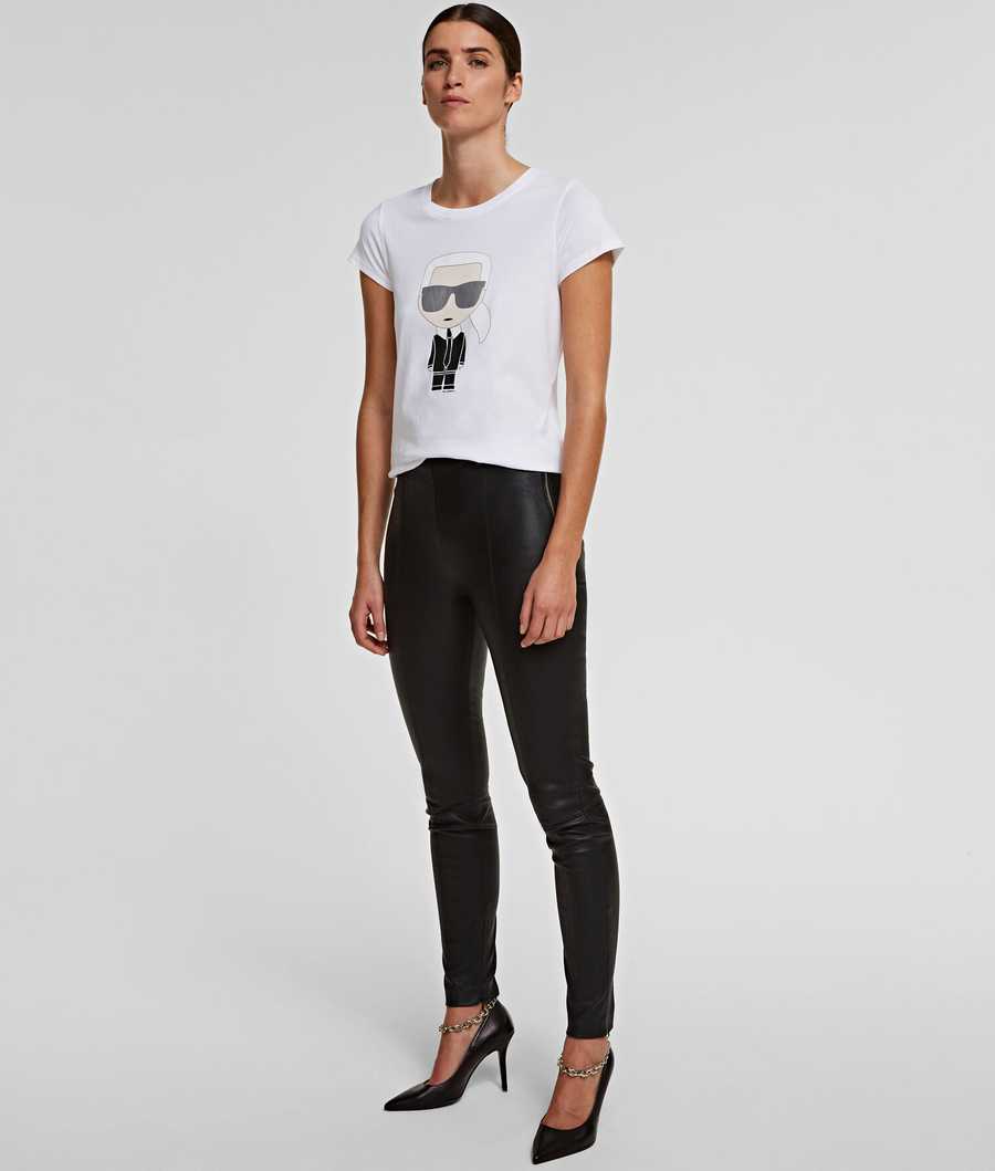 White Karl Lagerfeld Ikonik Karl Women's T-Shirts | USA98WZVN