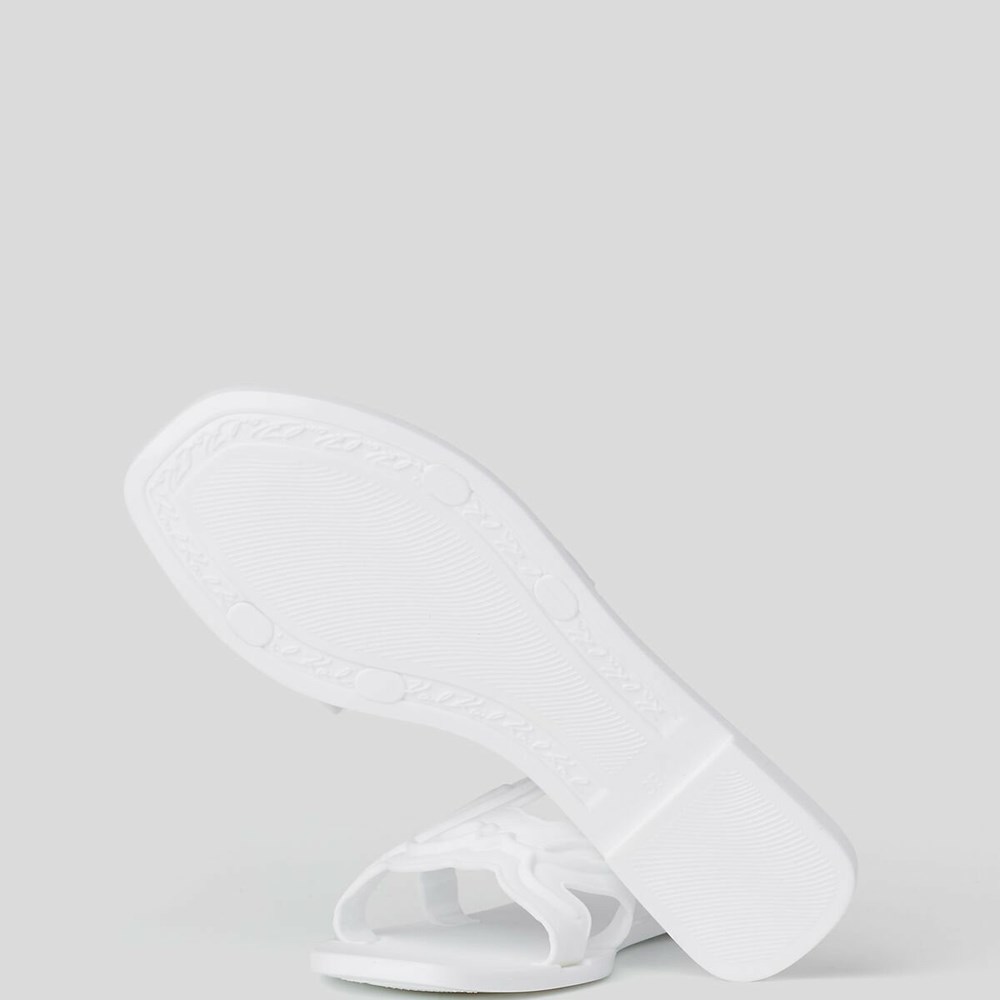 White Karl Lagerfeld Jelly Signature Slide Women's Sandals & Flats | USA60MHJV