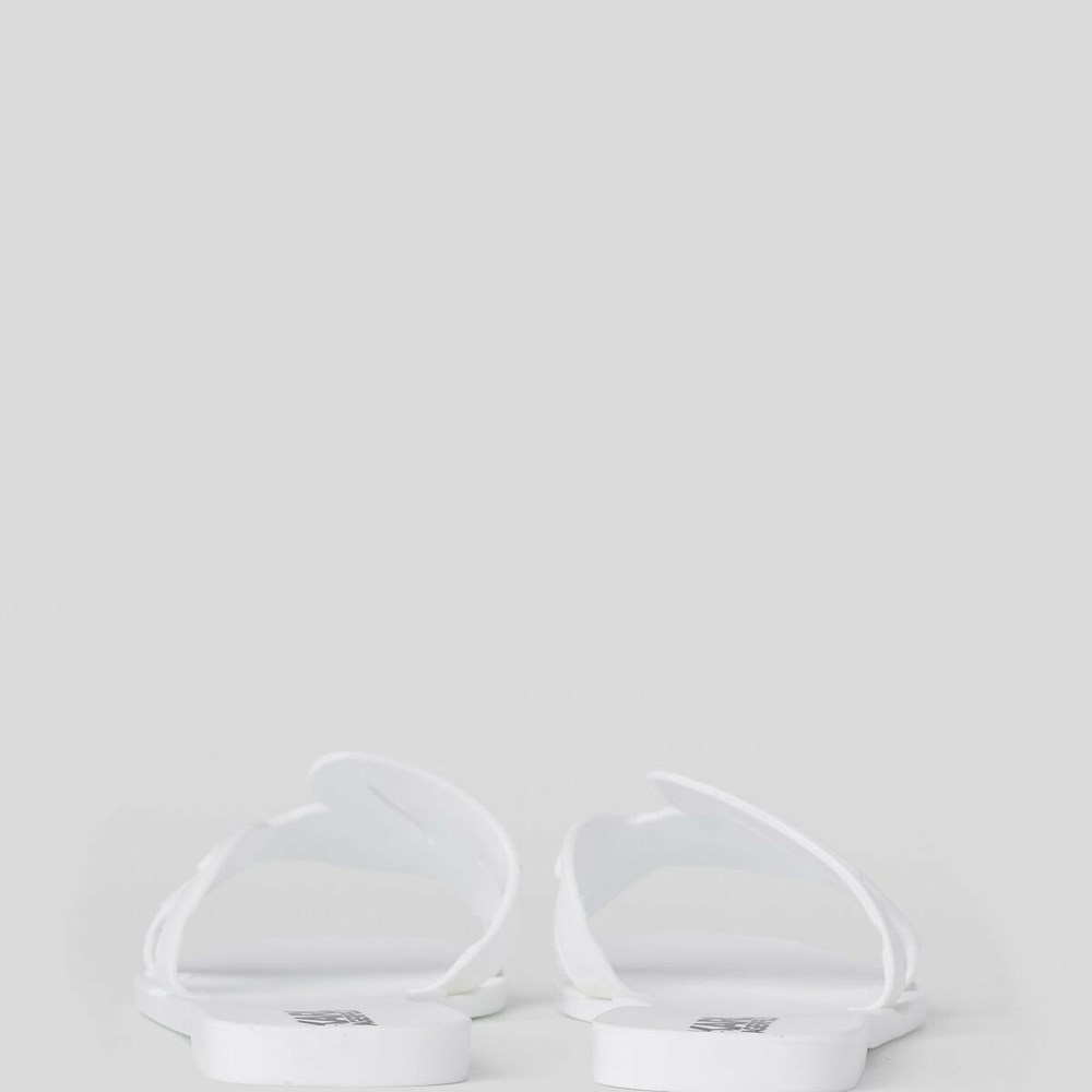 White Karl Lagerfeld Jelly Signature Slide Women's Sandals & Flats | USA60MHJV