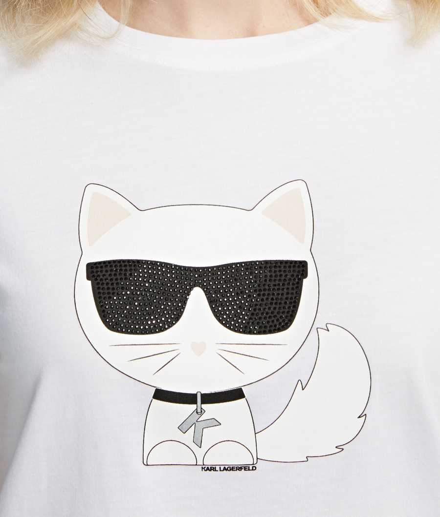 White Karl Lagerfeld K/Ikonik Choupette Women's T-Shirts | USA71XLNU