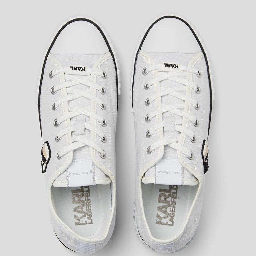 White Karl Lagerfeld K/Ikonik Kampus Max Karl Women's Sneakers | USA39ZXVU