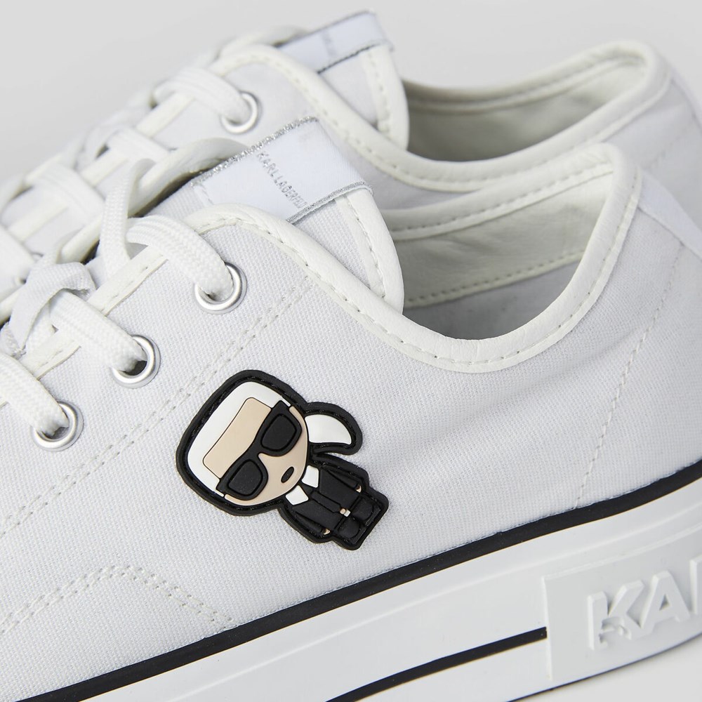 White Karl Lagerfeld K/Ikonik Kampus Max Karl Women's Sneakers | USA39ZXVU