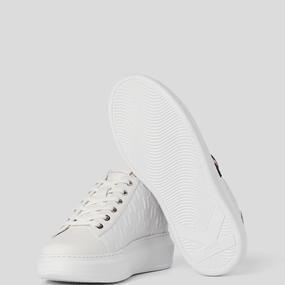 White Karl Lagerfeld K/Ikonik Kapri Kl Monogram Women's Sneakers | USA04ONMV