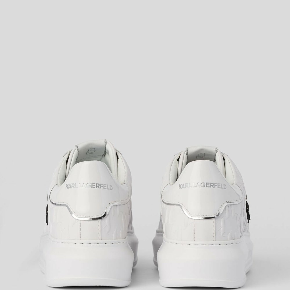 White Karl Lagerfeld K/Ikonik Kapri Kl Monogram Women's Sneakers | USA04ONMV