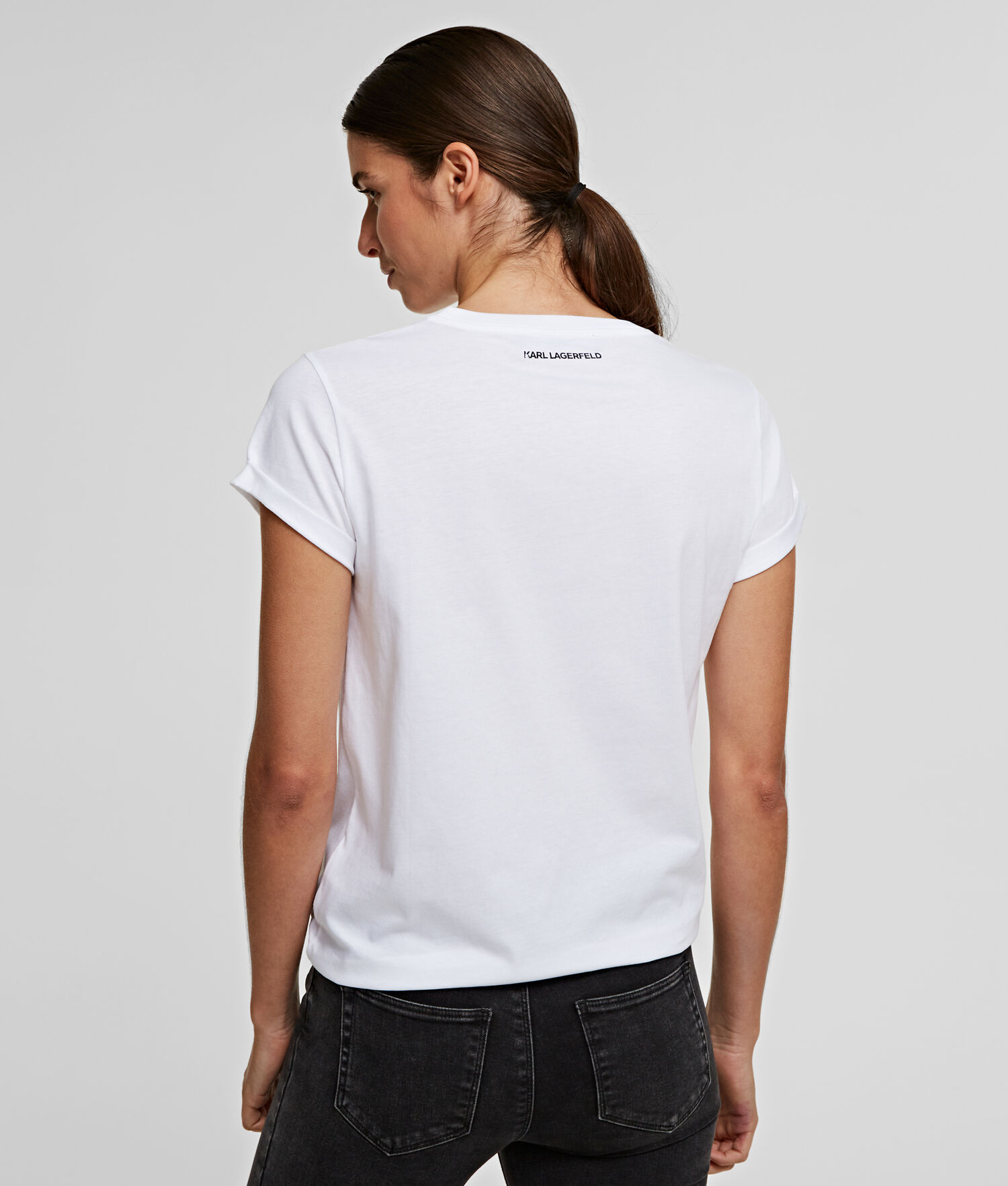 White Karl Lagerfeld K/Ikonik Pocket Women's T-Shirts | USA04LGHK