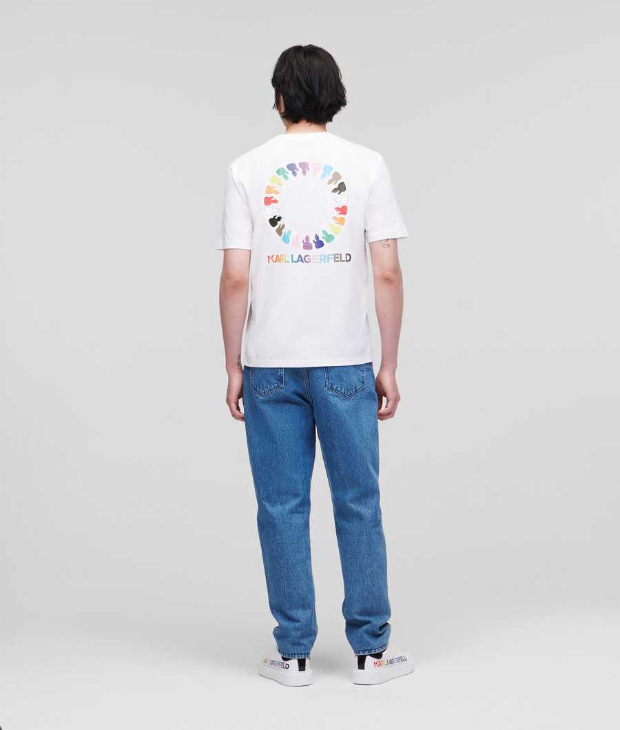 White Karl Lagerfeld K/Love Circle Artwork Men's T-Shirts | USA23KWLP