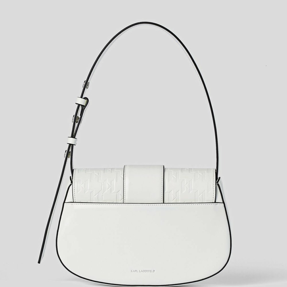 White Karl Lagerfeld K/Saddle Monogram-embossed Women's Shoulder Bags | USA39ENJM